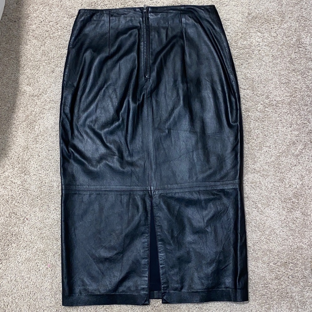 Ruth Wagner Vintage Black Lamb Skin Leather Skirt - Picture 3 of 12